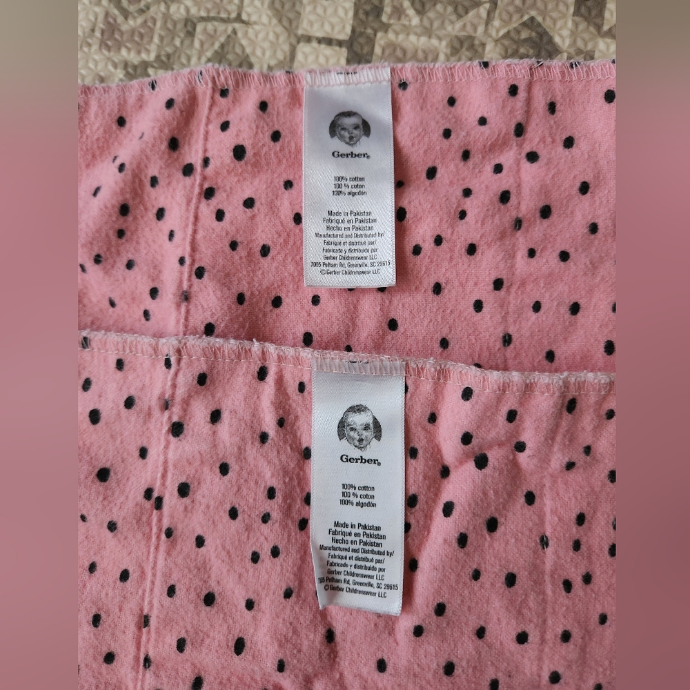 NWOT 2 Pack Gerber 100% Cotton Large Pink Like Watermelon Dots Burp Cloths